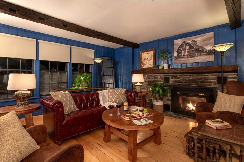 Cozy Common Sitting Room with Wine and Charcuterie Board
