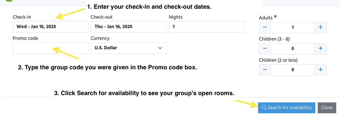 Group Bookings Search